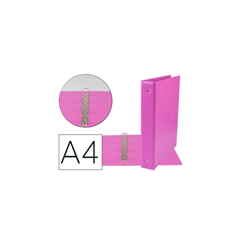 CARPETA DE 4 ANILLAS 40 MM MIXTAS LIDERPAPEL A4 CARTON FORRADO PVC FUCSIA