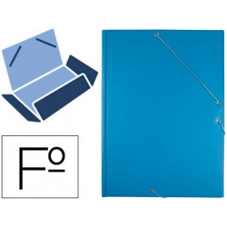 CARPETA LIDERPAPEL GOMAS FOLIO 3 SOLAPAS CARTON FORRADO PVC AZUL