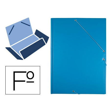 CARPETA LIDERPAPEL GOMAS FOLIO 3 SOLAPAS CARTON FORRADO PVC AZUL