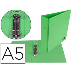 CARPETA DE 2 ANILLAS 40 MM REDONDAS LIDERPAPEL A5 CARTON FORRADO PVC VERDE PISTACHO