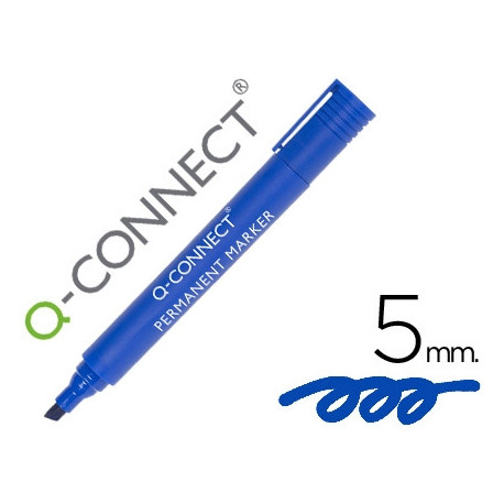 ROTULADOR Q-CONNECT MARCADOR PERMANENTE AZUL PUNTA BISELADA 5 MM