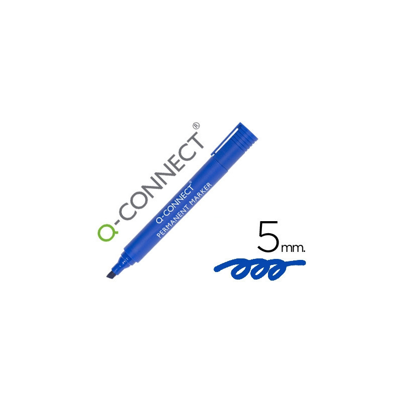 ROTULADOR Q-CONNECT MARCADOR PERMANENTE AZUL PUNTA BISELADA 5 MM