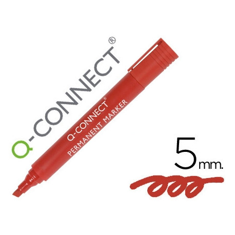 ROTULADOR Q-CONNECT MARCADOR PERMANENTE ROJO PUNTA BISELADA 5 MM