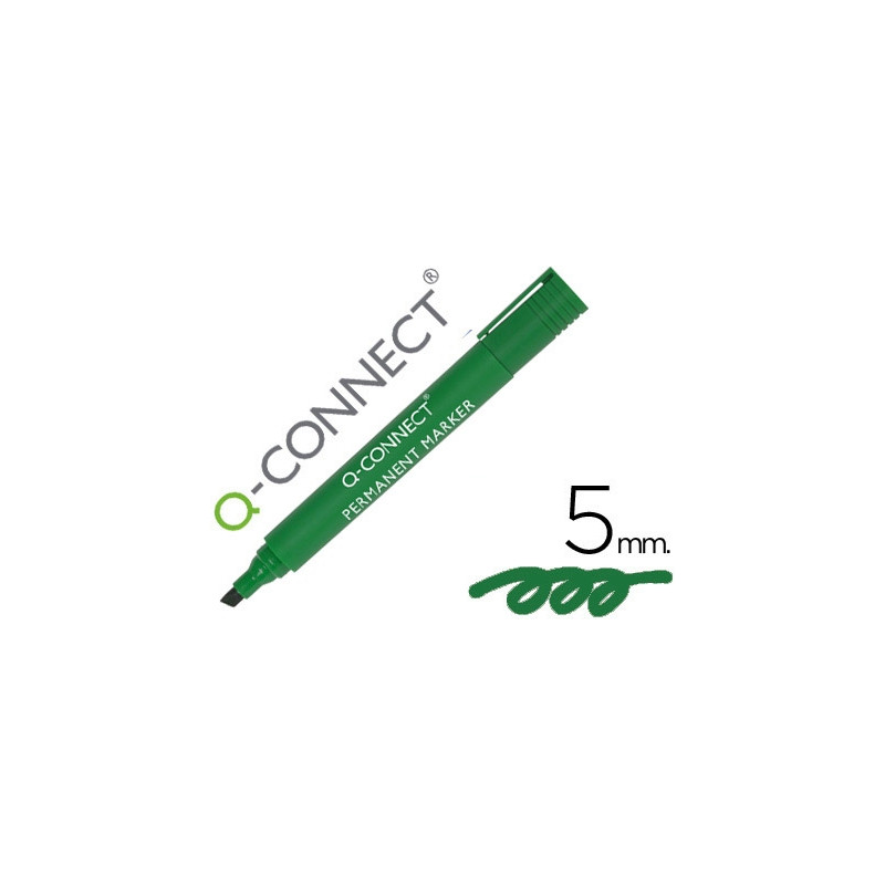 ROTULADOR Q-CONNECT MARCADOR PERMANENTE VERDE PUNTA BISELADA 5 MM