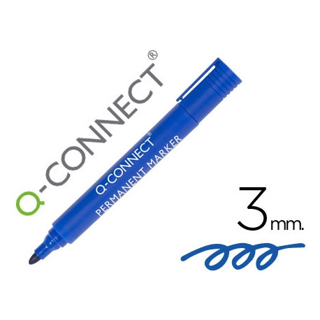 ROTULADOR Q-CONNECT MARCADOR PERMANENTE AZUL PUNTA REDONDA 3 MM