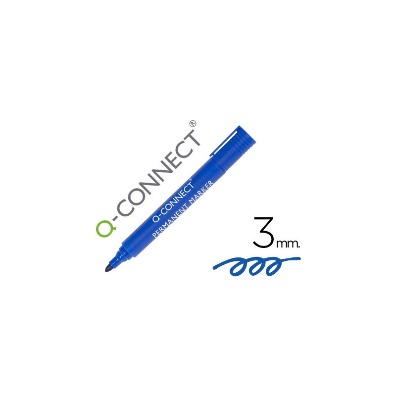 ROTULADOR Q-CONNECT MARCADOR PERMANENTE AZUL PUNTA REDONDA 3 MM