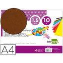 GOMA EVA LIDERPAPEL DIN A4 60G/M2 ESPESOR 1,5MM MARRON PAQUETE DE 10 HOJAS