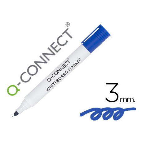 ROTULADOR Q-CONNECT PIZARRA BLANCA COLOR AZUL PUNTA REDONDA 3 MM