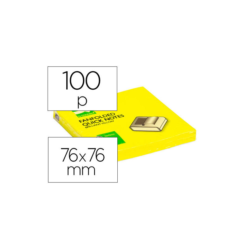 BLOC DE NOTAS ADHESIVAS QUITA Y PON Q-CONNECT 76X76 MM AMARILLO NEON ZIG-ZAG