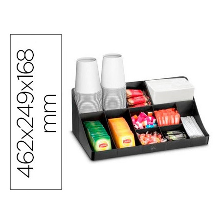 BANDEJA ORGANIZADORA CEP CON 11 COMPARTIMENTOS POLIESTIRENO COLOR NEGRO ESPECIAL PARA SNACKS