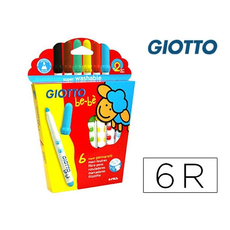 ROTULADOR GIOTTO SUPER BEBE CAJA DE 6 COLORES SURTIDOS