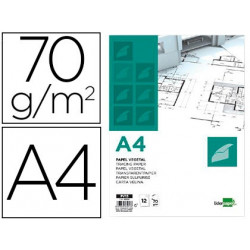 PAPEL DIBUJO LIDERPAPEL A4 210X297MM 70G/M2 VEGETAL SOBRE DE 12 HOJAS