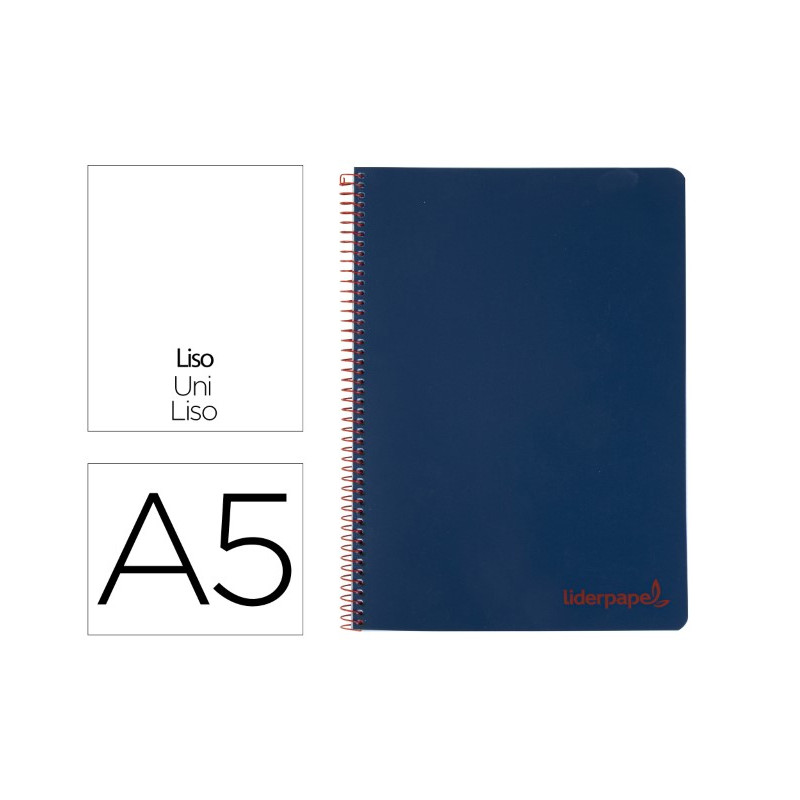 CUADERNO ESPIRAL LIDERPAPEL A5 MICRO WONDER TAPA PLASTICO 120H 90G CUADRO 5MM 5 BANDAS 6 TALADROS CO