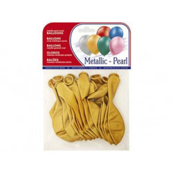 GLOBO 100% LATEX BIODEGRADABLE METALIZADO ORO BOLSA DE 15 UNIDADES