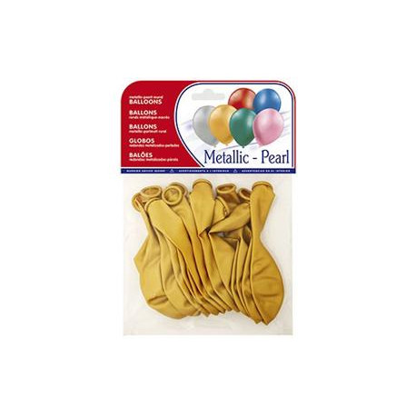 GLOBO 100% LATEX BIODEGRADABLE METALIZADO ORO BOLSA DE 15 UNIDADES