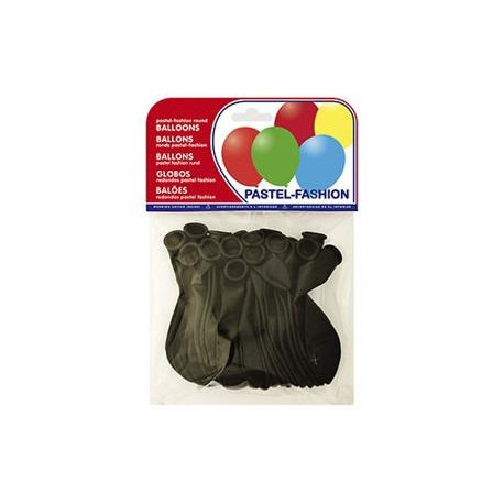 GLOBO 100% LATEX BIODEGRADABLE PASTEL NEGRO BOLSA DE 20 UNIDADES