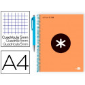 CUADERNO ESPIRAL ANTARTIK A4 MICRO TAPA FORRADA 120 H 100G CUADRO 5 MM COLOR NARANJA PROMO CARAN D A