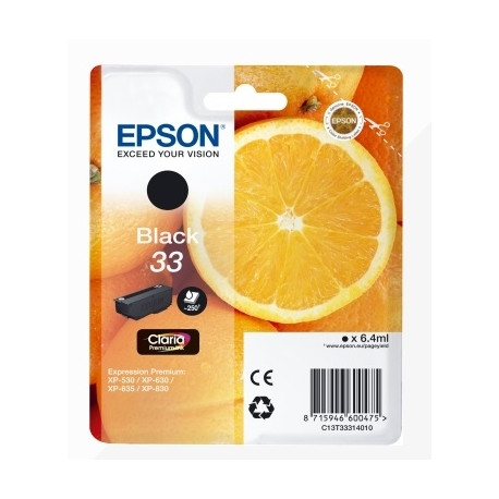 INK-JET EPSON EXPRESSION PREMIUN 33 T3331 XP-530 / XP-630 / XP-640 / XP-830 / XP-900 NEGRO 250 PAG