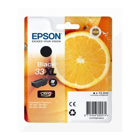 INK-JET EPSON EXPRESSION PREMIUN T3351 33XL XP-530 / XP-630 / XP-640 / XP-830 / XP-900 NEGRO 530 PAG