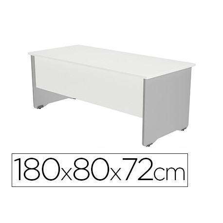 MESA OFICINA ROCADA SERIE WORK 180X80 CM ACABADO AB04 ALUMINIO/BLANCO