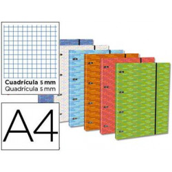 CARPETA CON RECAMBIO LIDERPAPEL A4 CUADRO 5 MM 120 HOJAS 80 G FORRADA 4 ANILLAS 40 MM REDONDAS