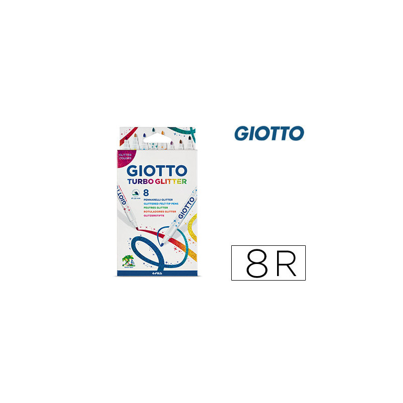 ROTULADOR GIOTTO TURBO GLITTER PURPURINA CAJA DE 8 UNIDADES