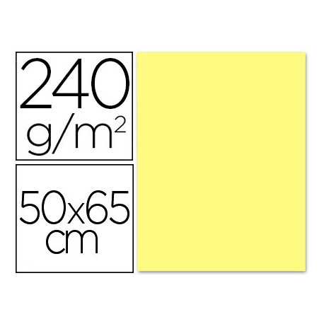 CARTULINA LIDERPAPEL 50X65 CM 240G/M2 AMARILLO MEDIO PAQUETE DE 25 HOJAS