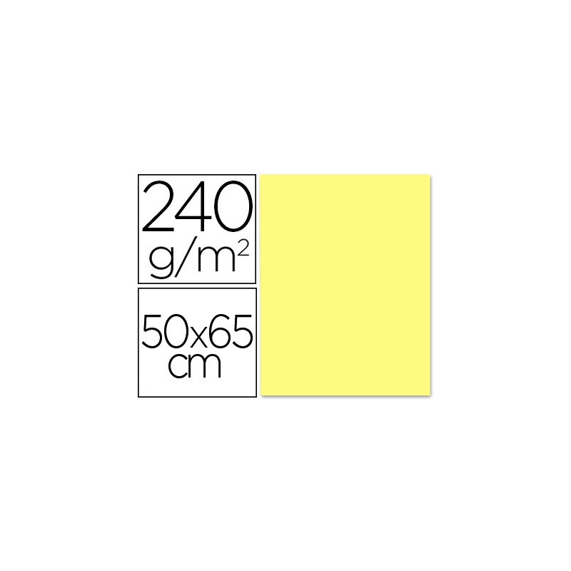 CARTULINA LIDERPAPEL 50X65 CM 240G/M2 AMARILLO MEDIO PAQUETE DE 25 HOJAS