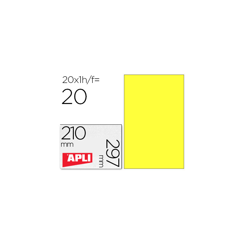 ETIQUETA ADHESIVA APLI 02878 TAMA?O 210X297 MM PARA LASER FOTOCOPIADORA INK-JET CAJA CON 20 HOJAS DI