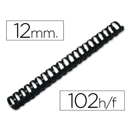 CANUTILLO Q-CONNECT REDONDO 12 MM PLASTICO NEGRO -CAPACIDAD 102 HOJAS