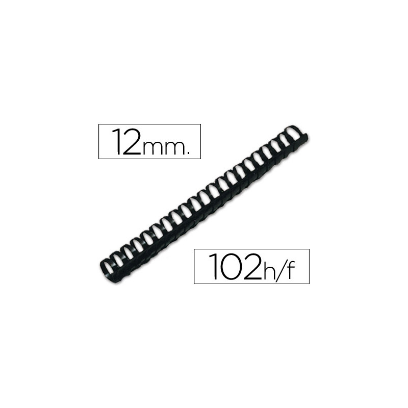 CANUTILLO Q-CONNECT REDONDO 12 MM PLASTICO NEGRO -CAPACIDAD 102 HOJAS