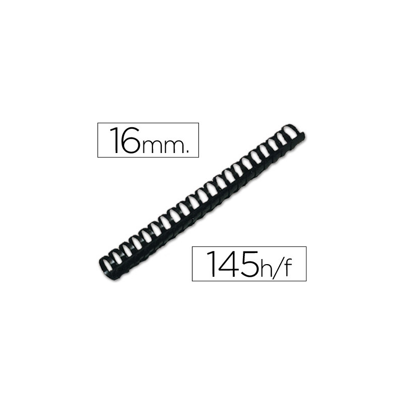 CANUTILLO Q-CONNECT REDONDO 16 MM PLASTICO NEGRO -CAPACIDAD 145 HOJAS