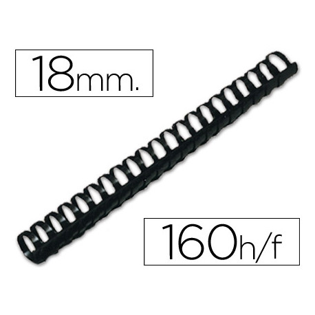 CANUTILLO Q-CONNECT REDONDO 18 MM PLASTICO NEGRO -CAPACIDAD 160 HOJAS