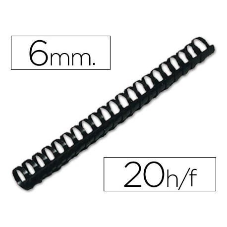 CANUTILLO Q-CONNECT REDONDO 6 MM PLASTICO NEGRO -CAPACIDAD 20 HOJAS