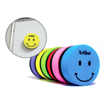 BORRADOR ARTLINE PIZARRA BLANCA REDONDO MAGNETICO CARA SMILEY COLORES SURTIDOS