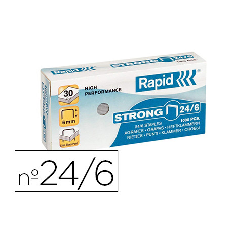 GRAPAS RAPID N 24/6 STRONG GALVANIZADAS CAJA DE 1000 UNIDADES