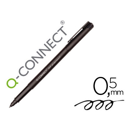 ROTULADOR Q-CONNECT RETROPROYECCION PUNTA FIBRA SUPER FINA REDONDA 0,5 MM PERMANENTE NEGRO