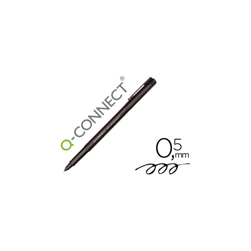 ROTULADOR Q-CONNECT RETROPROYECCION PUNTA FIBRA SUPER FINA REDONDA 0,5 MM PERMANENTE NEGRO