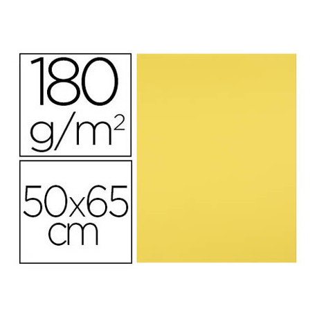 CARTULINA LIDERPAPEL 50X65 CM 180G/M2 AMARILLO LIMON PAQUETE DE 25 HOJAS