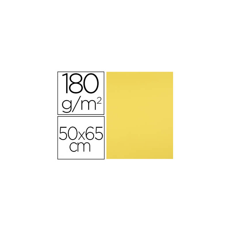 CARTULINA LIDERPAPEL 50X65 CM 180G/M2 AMARILLO LIMON PAQUETE DE 25 HOJAS