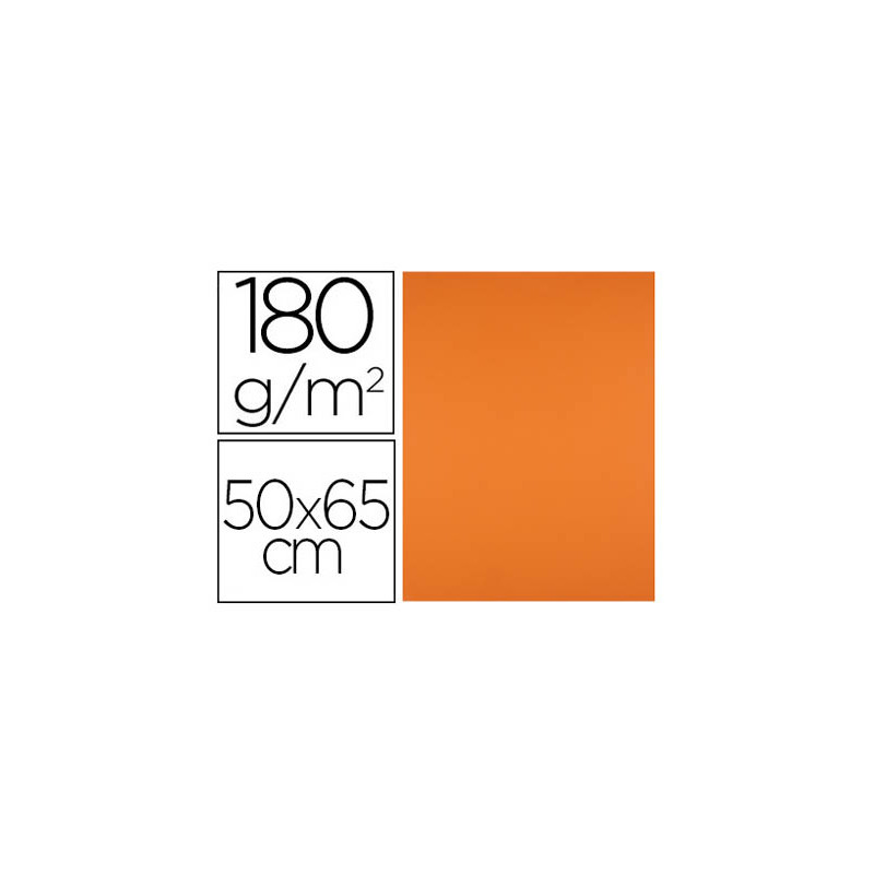 CARTULINA LIDERPAPEL 50X65 CM 180G/M2 NARANJA PAQUETE DE 25 HOJAS