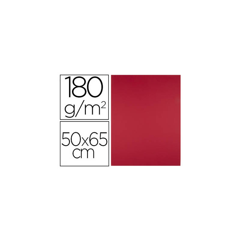 CARTULINA LIDERPAPEL 50X65 CM 180G/M2 ROJO NAVIDAD PAQUETE DE 25 HOJAS