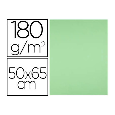 CARTULINA LIDERPAPEL 50X65 CM 180G/M2 VERDE HIERBA PAQUETE DE 25 HOJAS