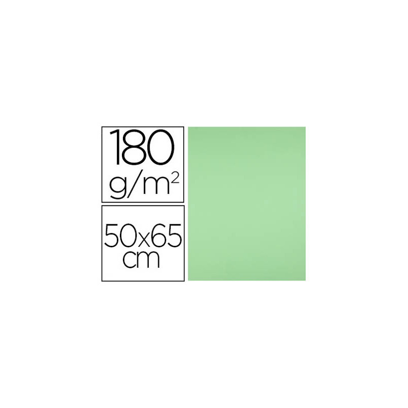 CARTULINA LIDERPAPEL 50X65 CM 180G/M2 VERDE HIERBA PAQUETE DE 25 HOJAS