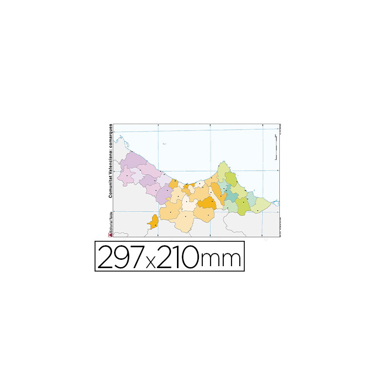 MAPA MUDO COLOR DIN A4 COMUNIDAD VALENCIANA POLITICO