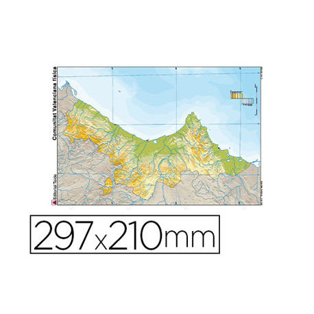 MAPA MUDO COLOR DIN A4 COMUNIDAD VALENCIANA FISICO