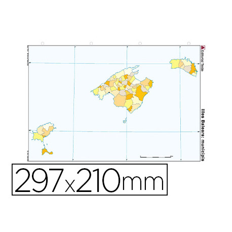 MAPA MUDO COLOR DIN A4 ISLAS BALEARES POLITICO