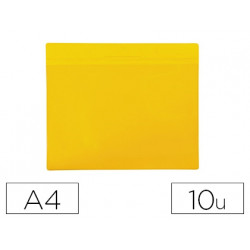 FUNDA TARIFOLD MAGNETICA DIN A4 HORIZONTAL IDENTIFICACION PALETS Y ESTANTERIAS AMARILLO PACK DE 10 U