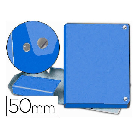 CARPETA PROYECTOS PARDO FOLIO LOMO 50 MM CARTON FORRADO AZUL CON BROCHE