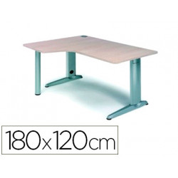 MESA ROCADA SERIE METAL 180X120 CM IZQUIERDA ACABADO AC01 HAYA